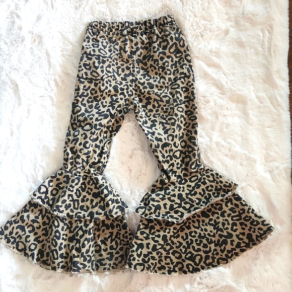 Grace & Emma Leopard Print Bell Bottom Pants Girls Size 6-7 - Picture 2 of 8